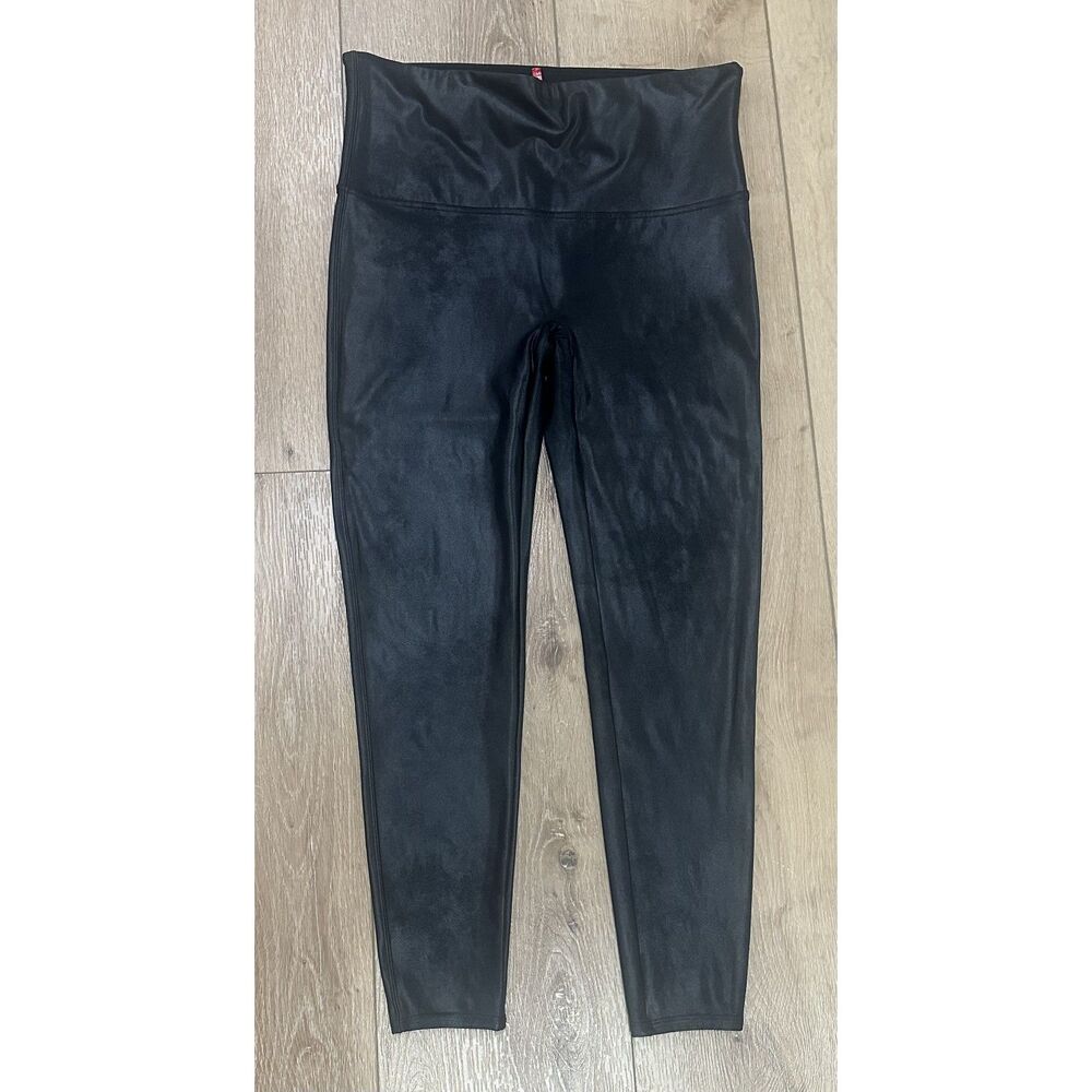 Spanx Leather Look Leggings Black Size 2X Women's Pants GUC!